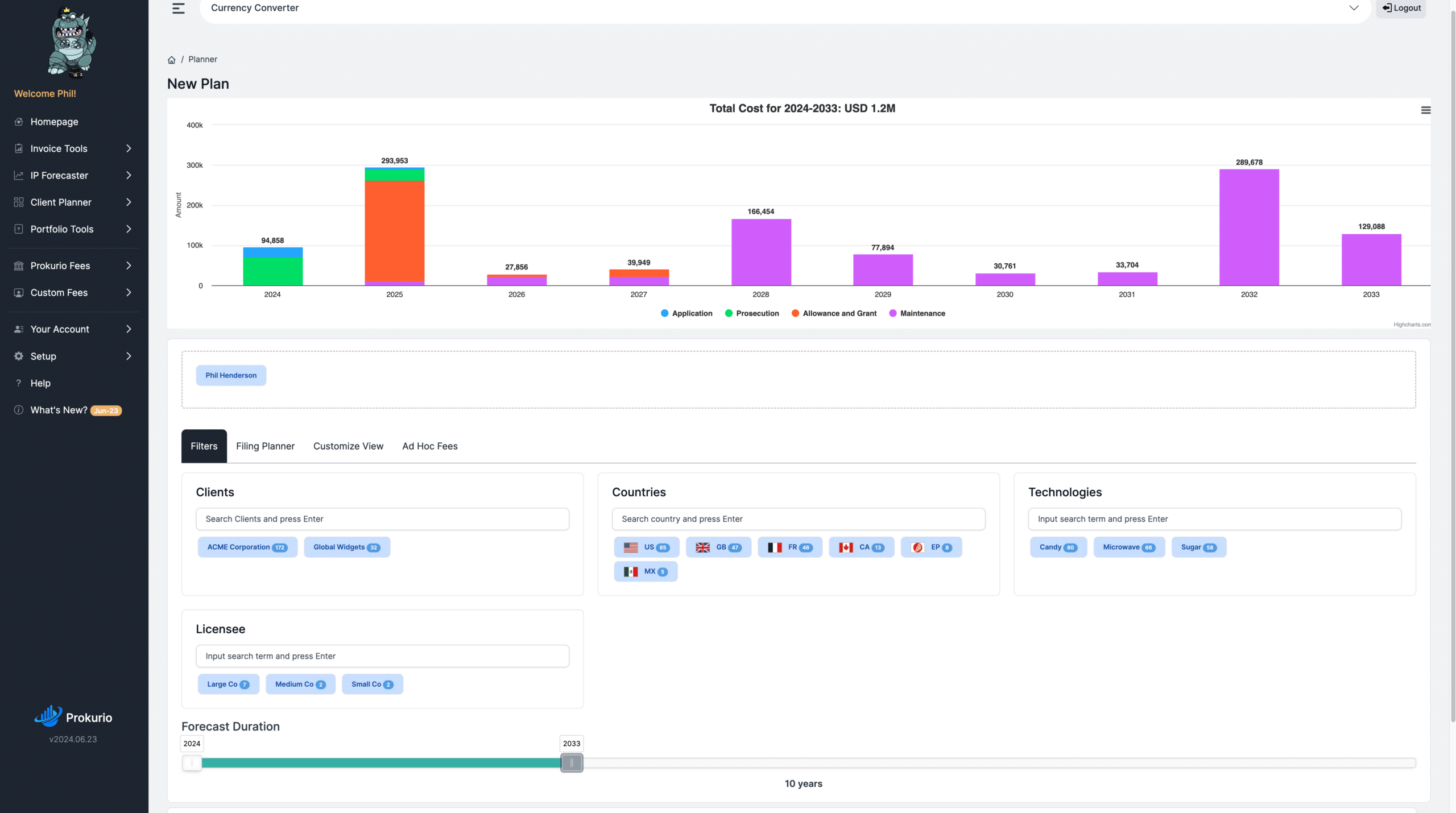 IP cost estimation client planner